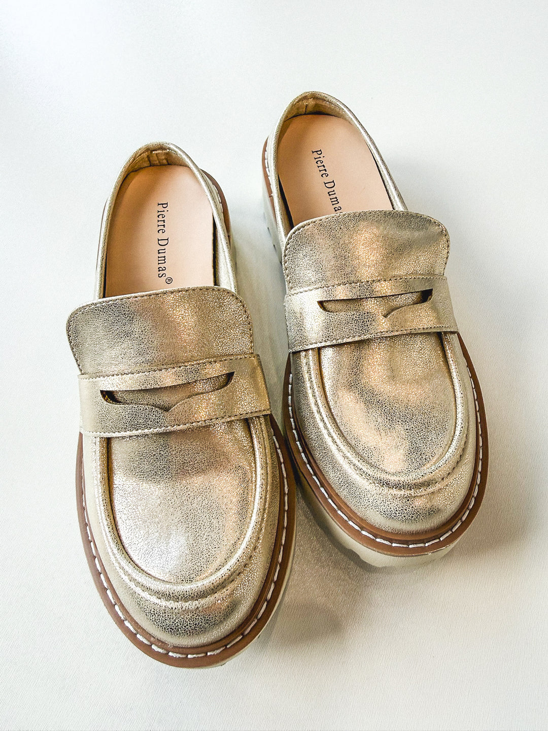 Mora 4 Platform Loafer Mule Gold
