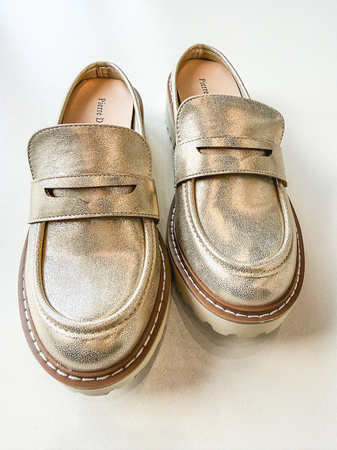 Mora 4 Platform Loafer Mule Gold