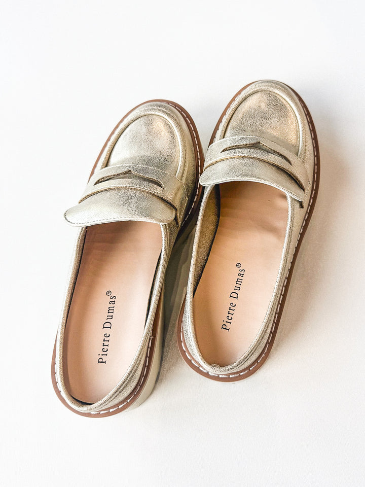Mora 4 Platform Loafer Mule Gold