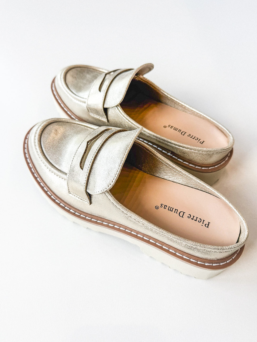 Mora 4 Platform Loafer Mule Gold