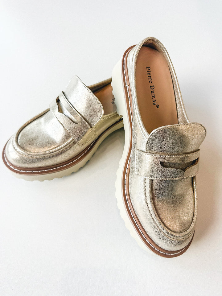 Mora 4 Platform Loafer Mule Gold