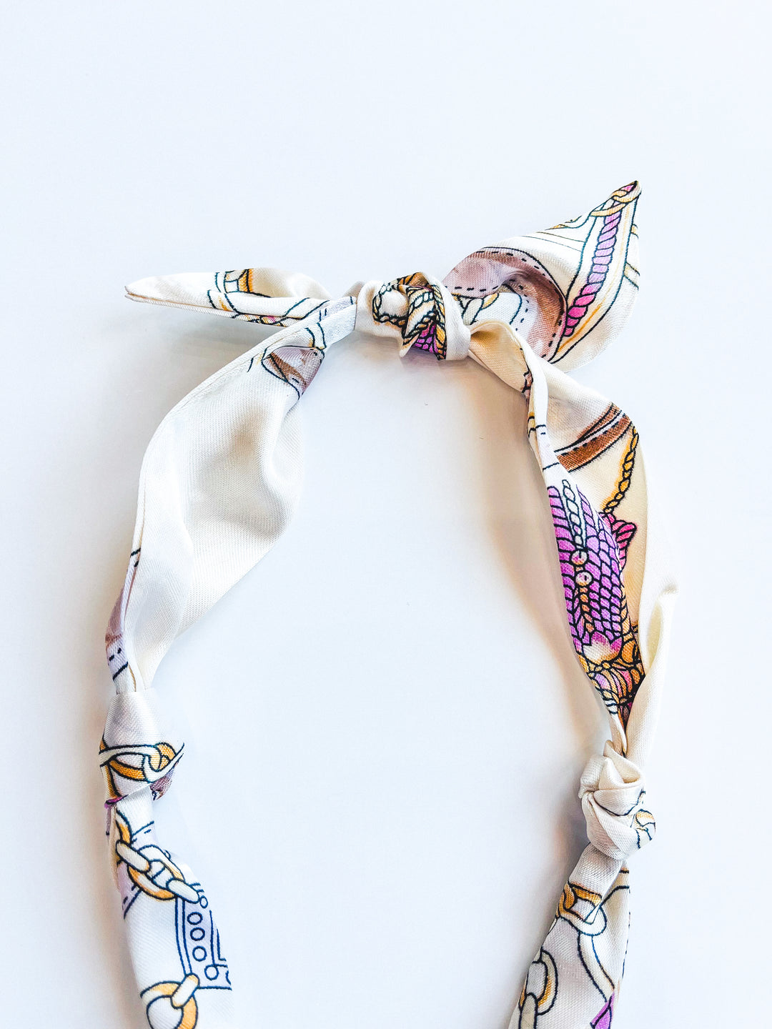 Neutral Knotted Puffy Heart Scarf Necklace