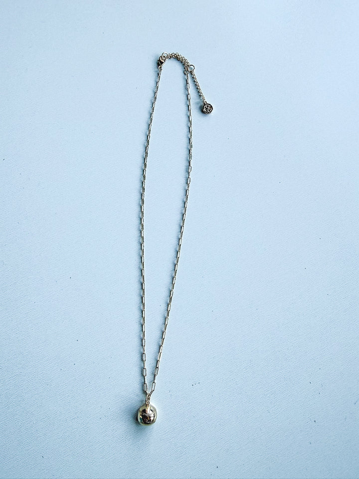18K Gold Plated Paperclip Chain Necklace with Baseball