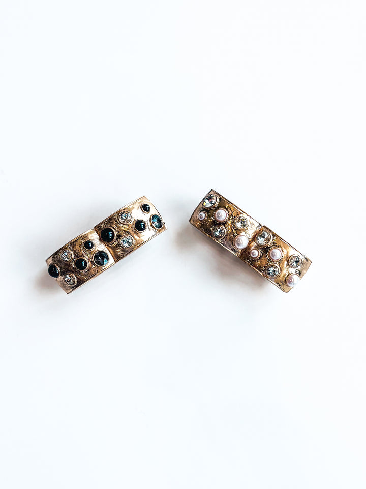 Hammered Bangle with Crystal Accents