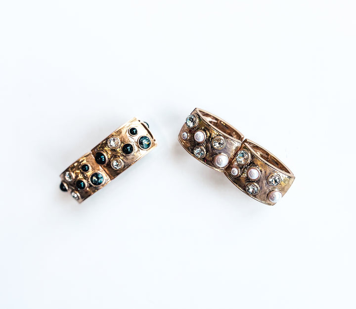Hammered Bangle with Crystal Accents