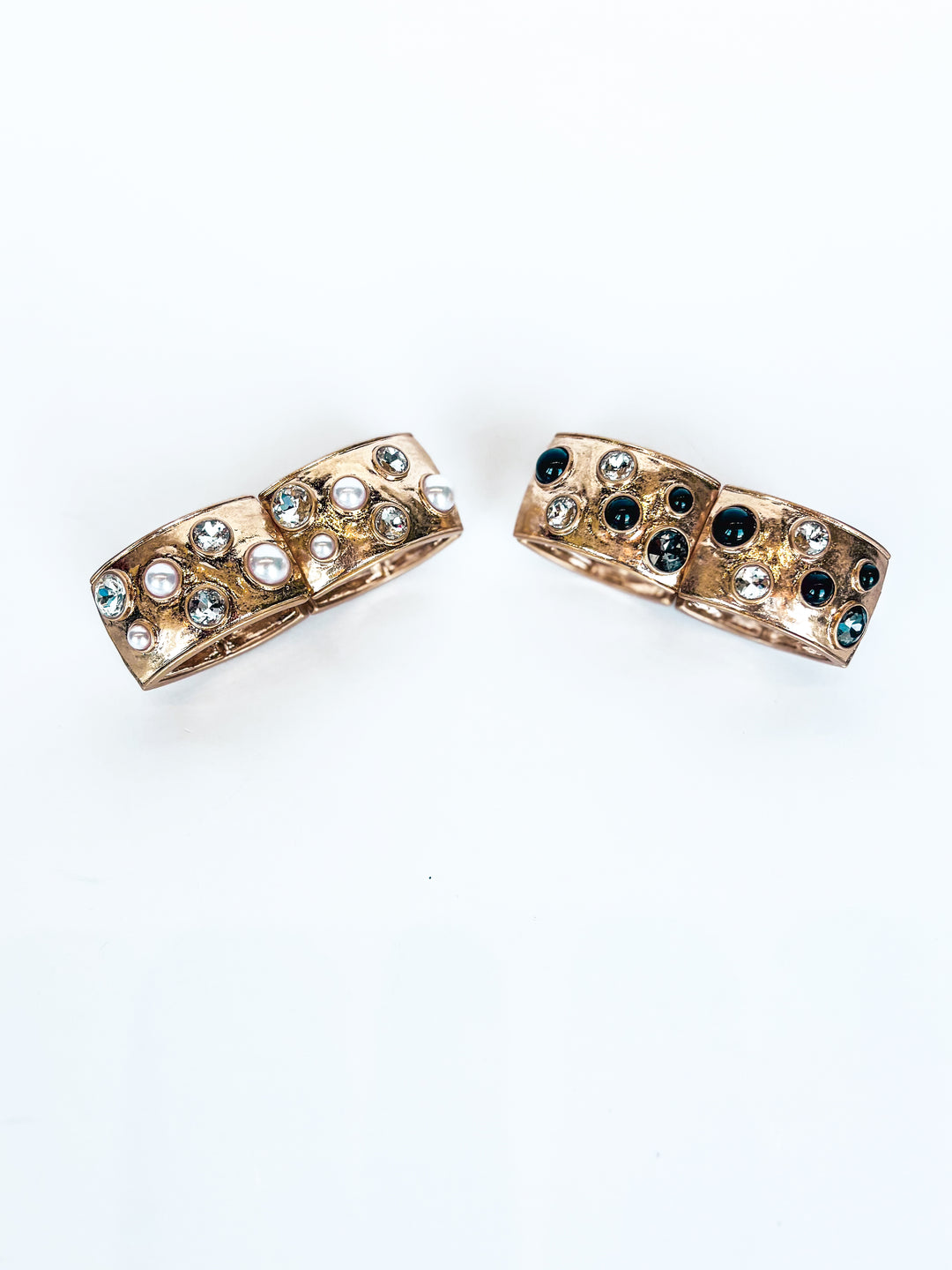Hammered Bangle with Crystal Accents