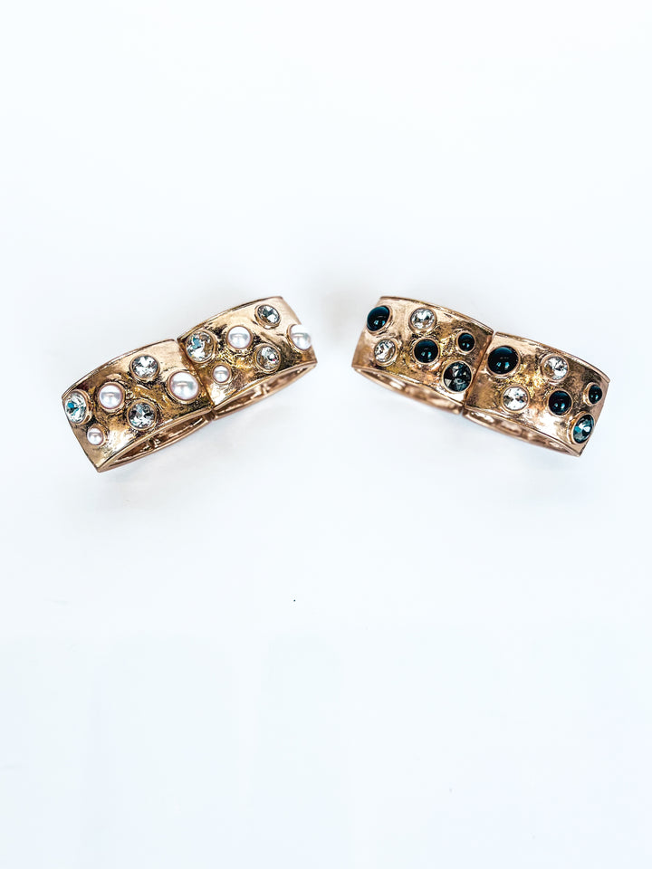 Hammered Bangle with Crystal Accents