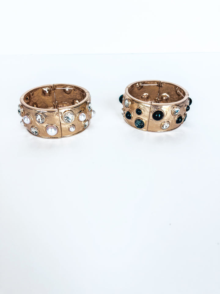 Hammered Bangle with Crystal Accents