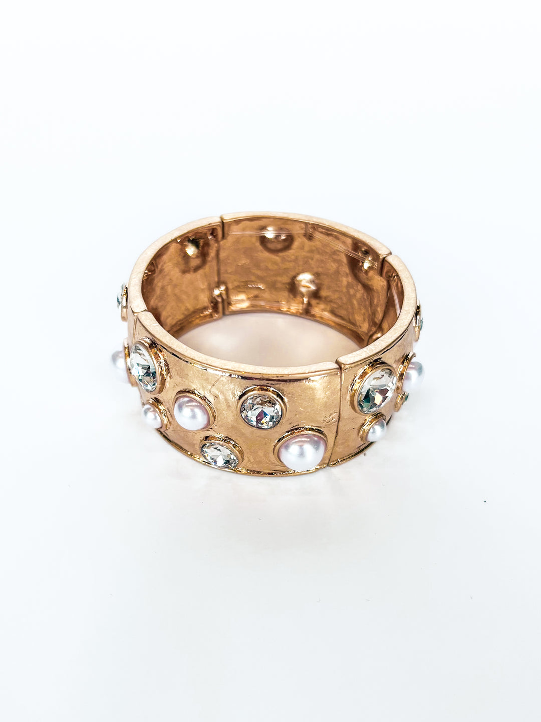 Hammered Bangle with Crystal Accents