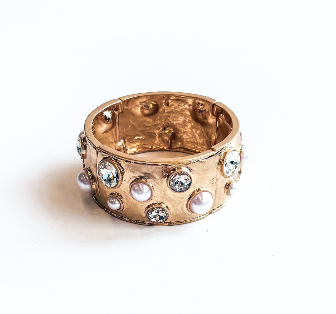 Hammered Bangle with Crystal Accents