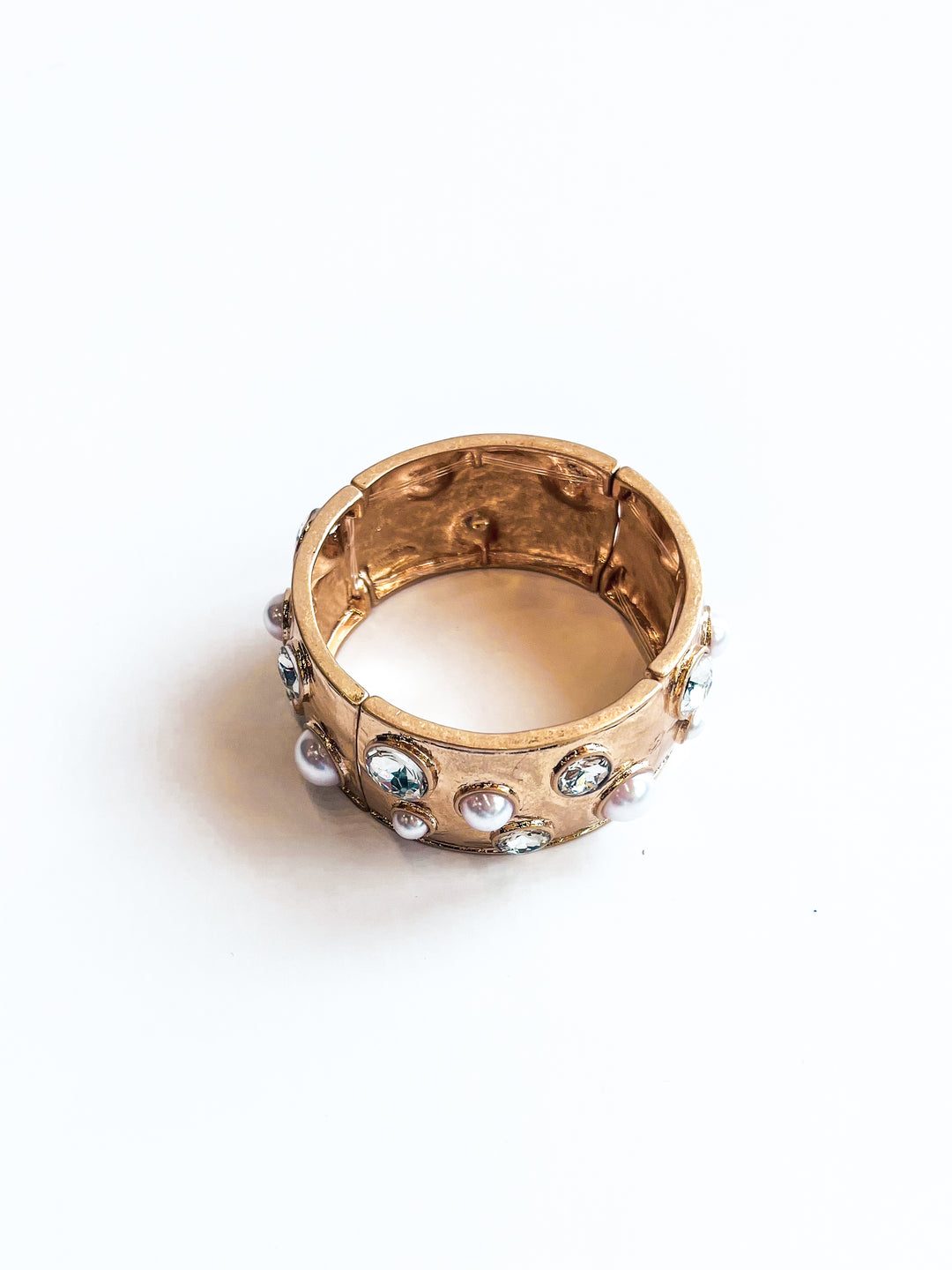 Hammered Bangle with Crystal Accents
