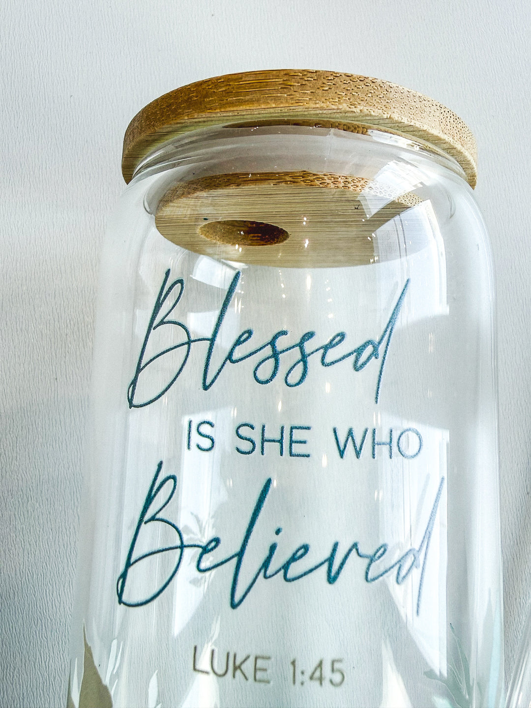 Glass Bottle with Straw - Blessed
