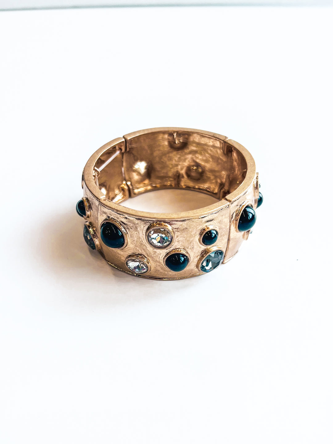 Hammered Bangle with Crystal Accents