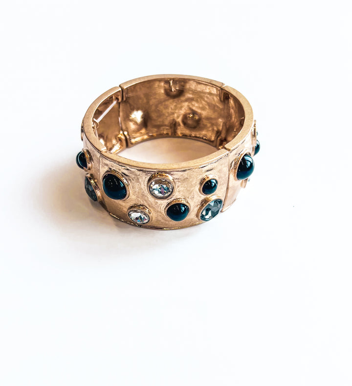 Hammered Bangle with Crystal Accents