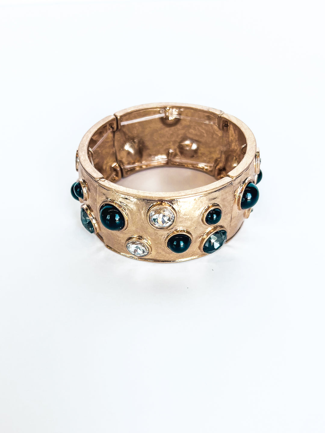 Hammered Bangle with Crystal Accents