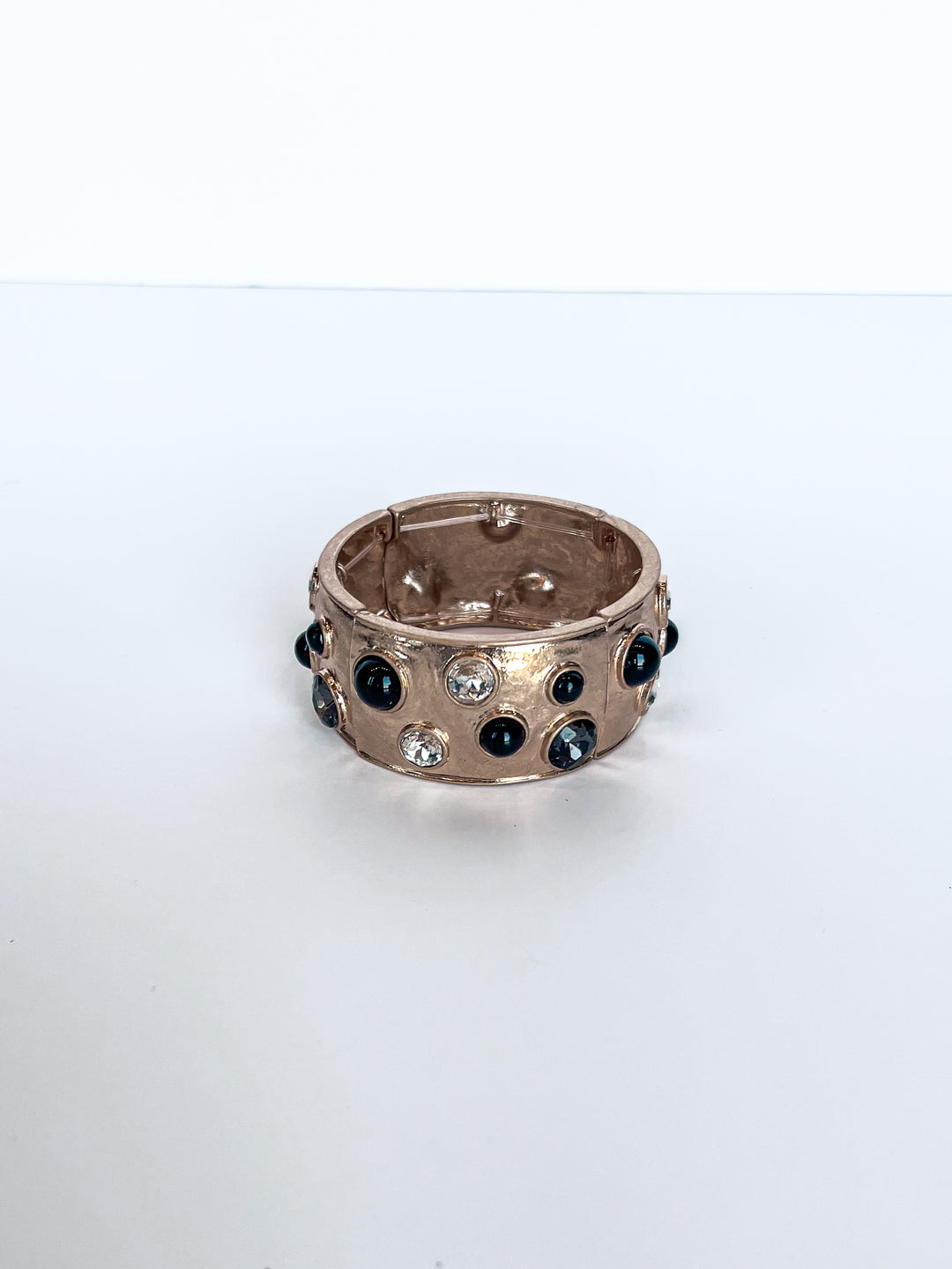 Hammered Bangle with Crystal Accents