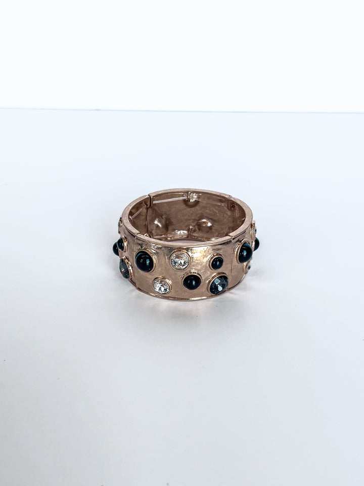 Hammered Bangle with Crystal Accents