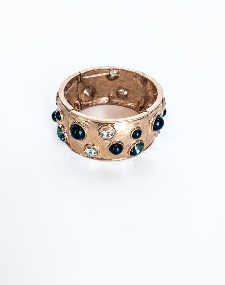 Hammered Bangle with Crystal Accents