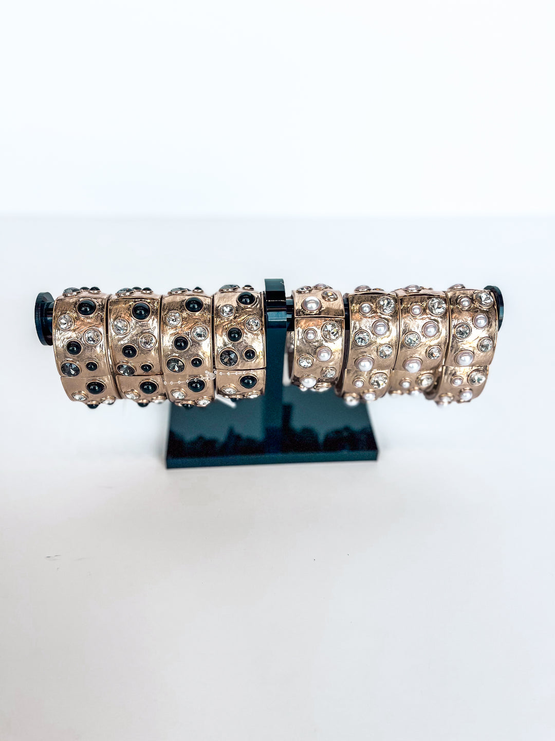 Hammered Bangle with Crystal Accents