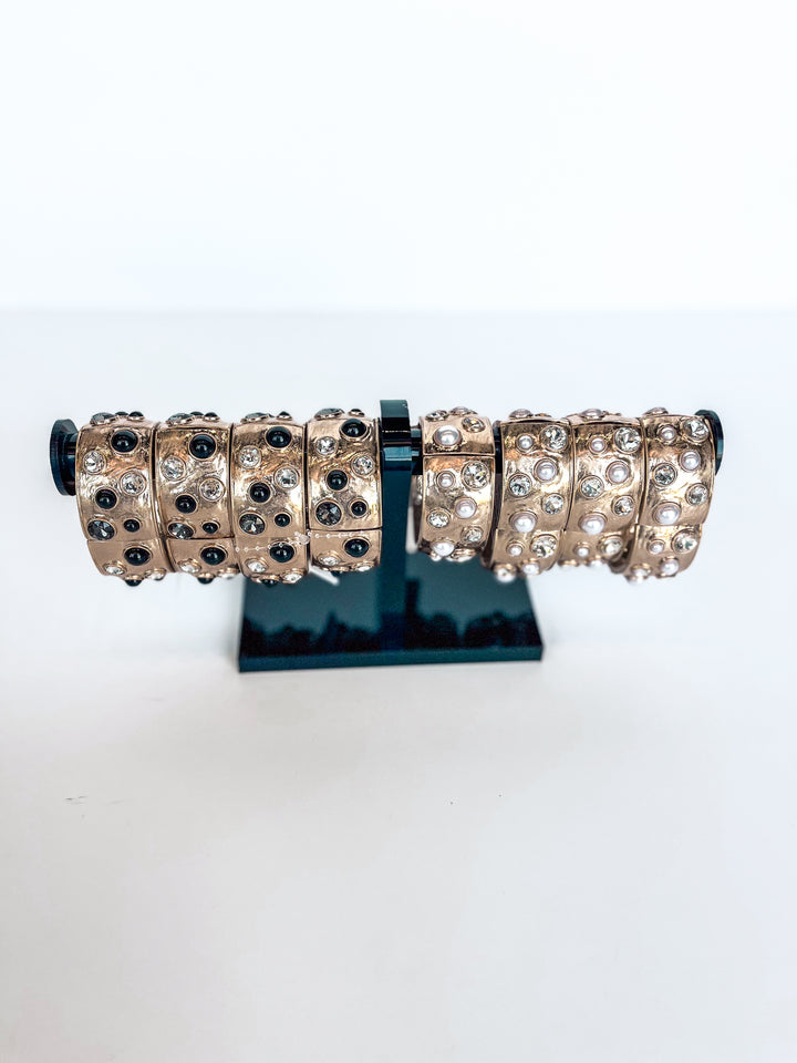 Hammered Bangle with Crystal Accents