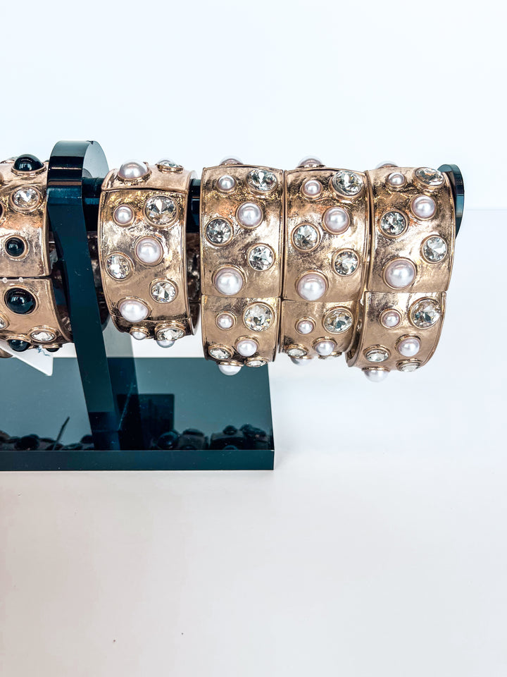 Hammered Bangle with Crystal Accents