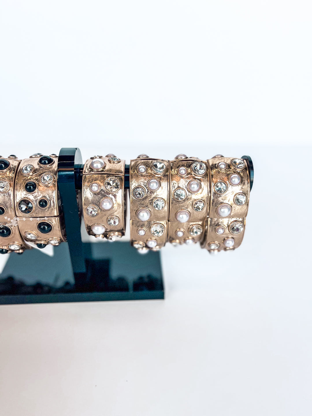 Hammered Bangle with Crystal Accents
