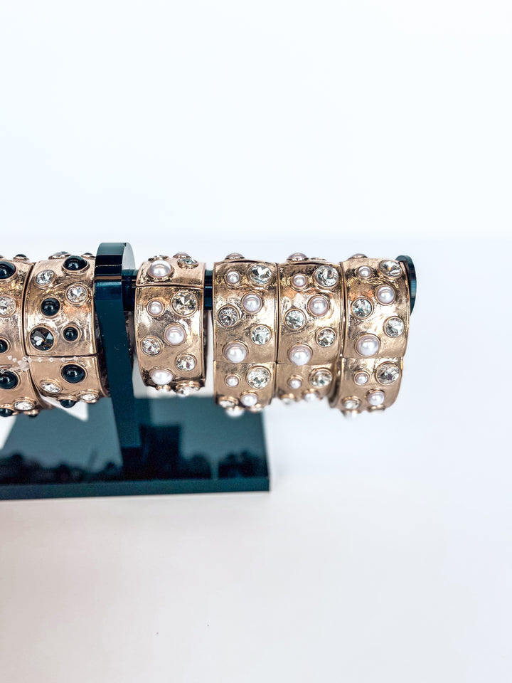 Hammered Bangle with Crystal Accents