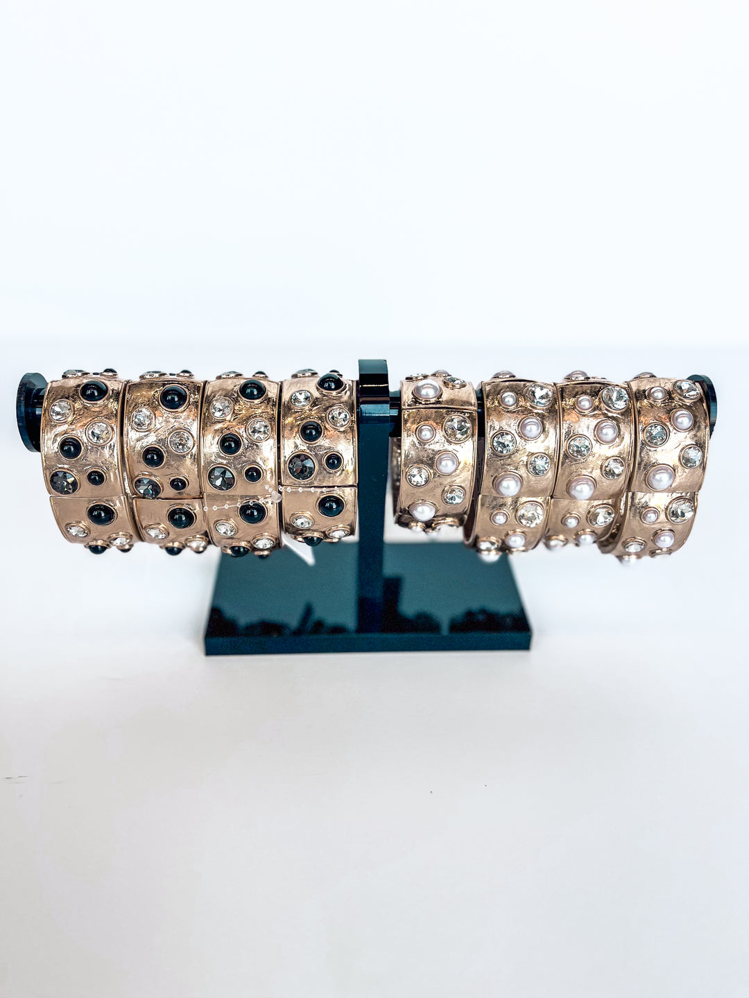 Hammered Bangle with Crystal Accents