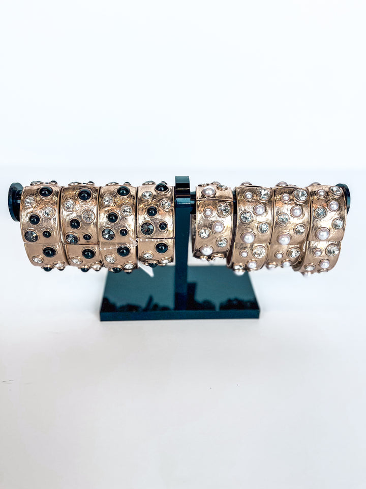 Hammered Bangle with Crystal Accents