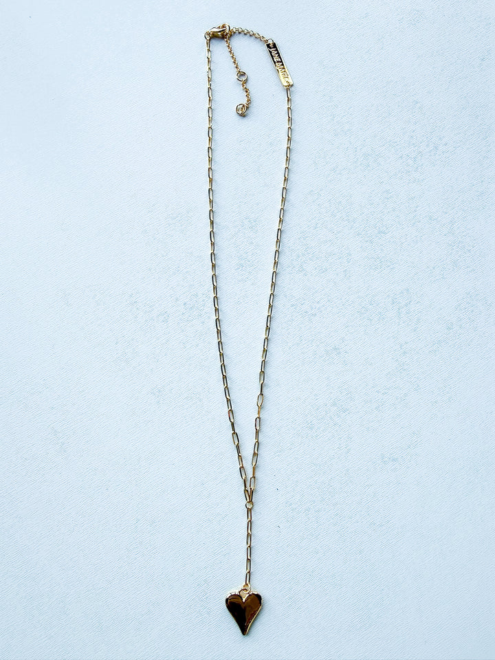 18K Gold Plated Paperclip Chain Necklace with Heart