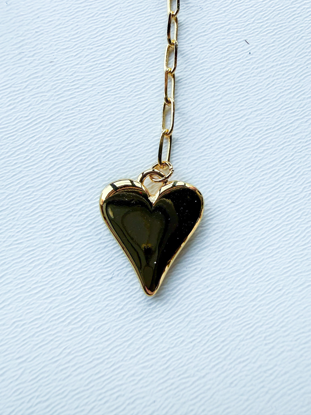 18K Gold Plated Paperclip Chain Necklace with Heart