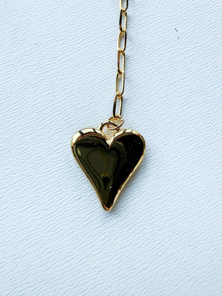 18K Gold Plated Paperclip Chain Necklace with Heart