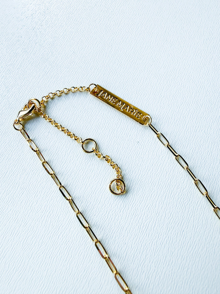 18K Gold Plated Paperclip Chain Necklace with Heart