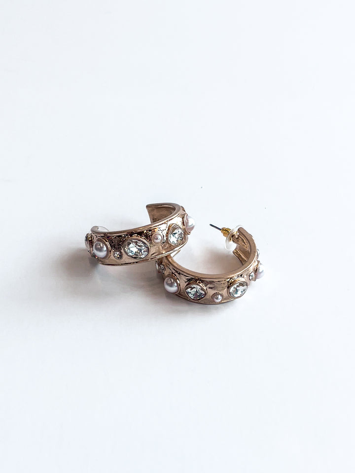 Hammered Hoop with Crystal Accents