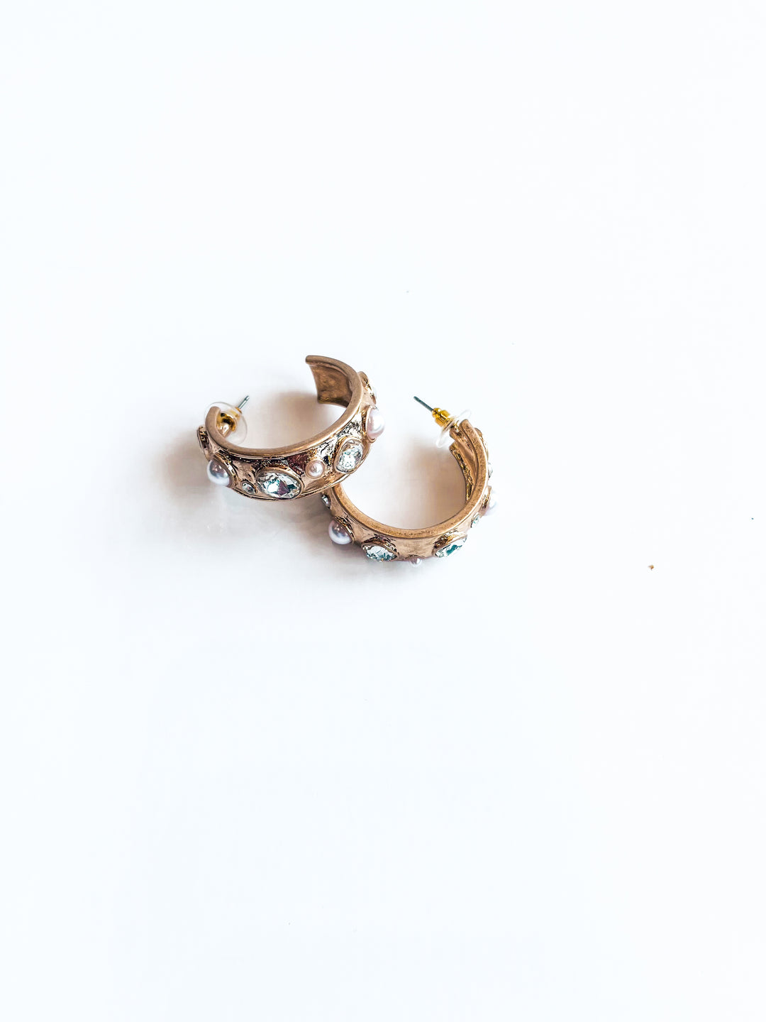 Hammered Hoop with Crystal Accents