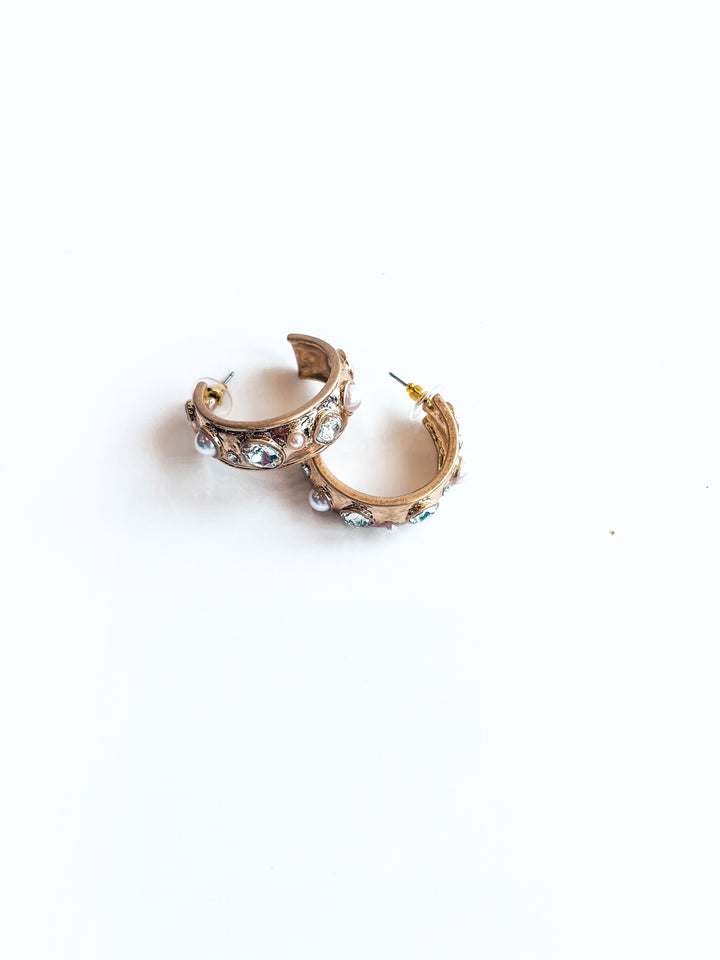 Hammered Hoop with Crystal Accents