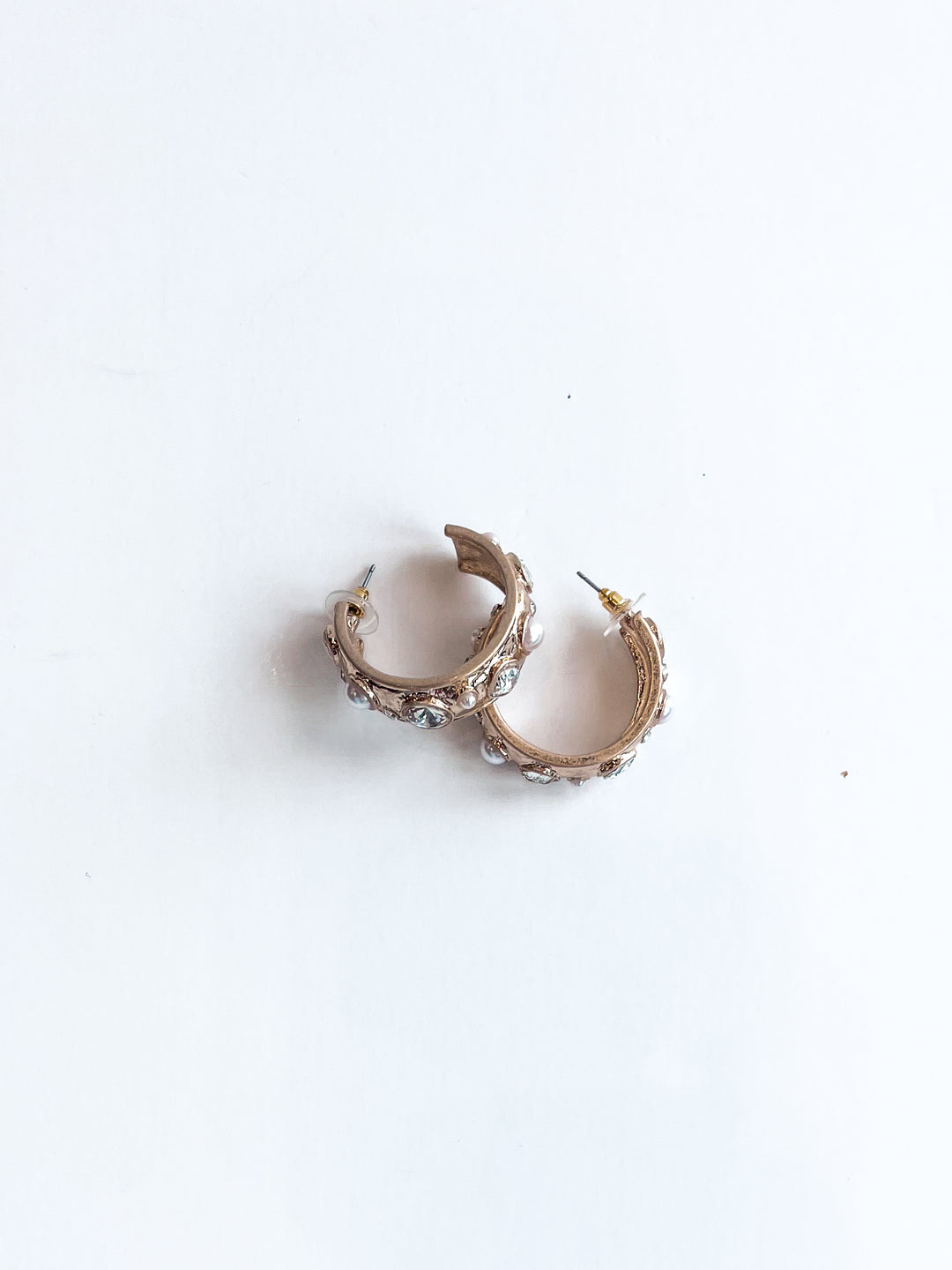 Hammered Hoop with Crystal Accents