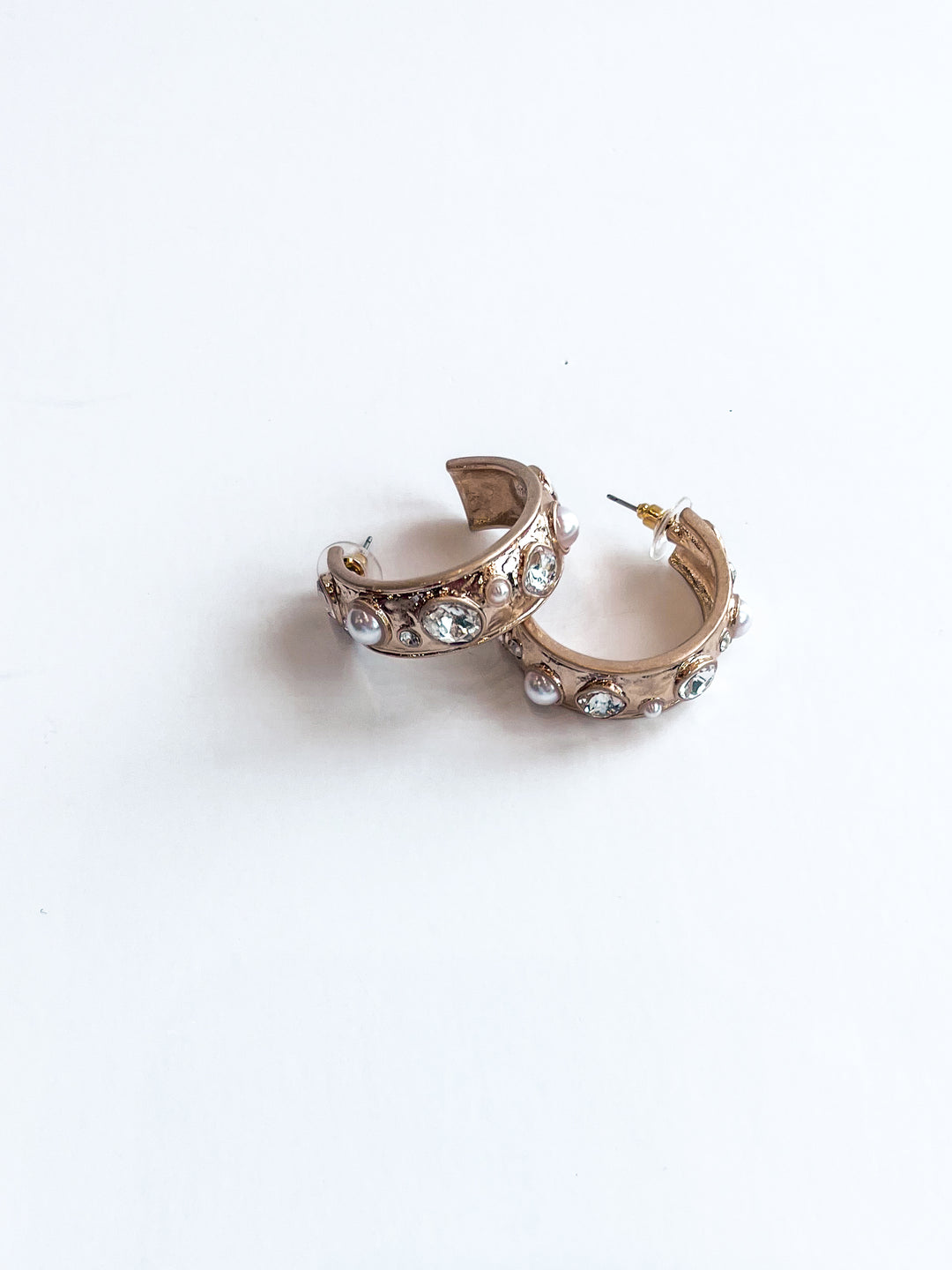 Hammered Hoop with Crystal Accents