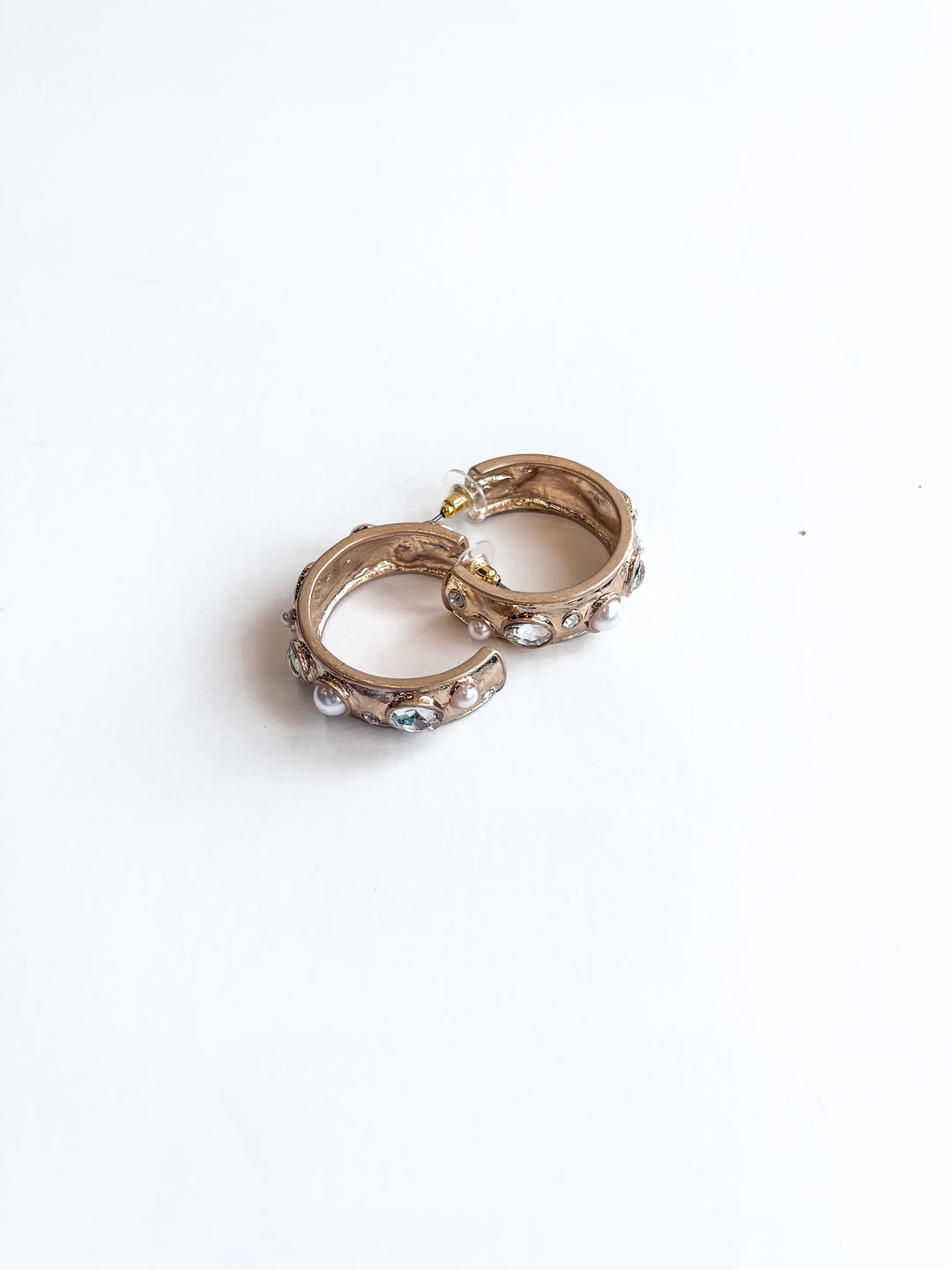 Hammered Hoop with Crystal Accents