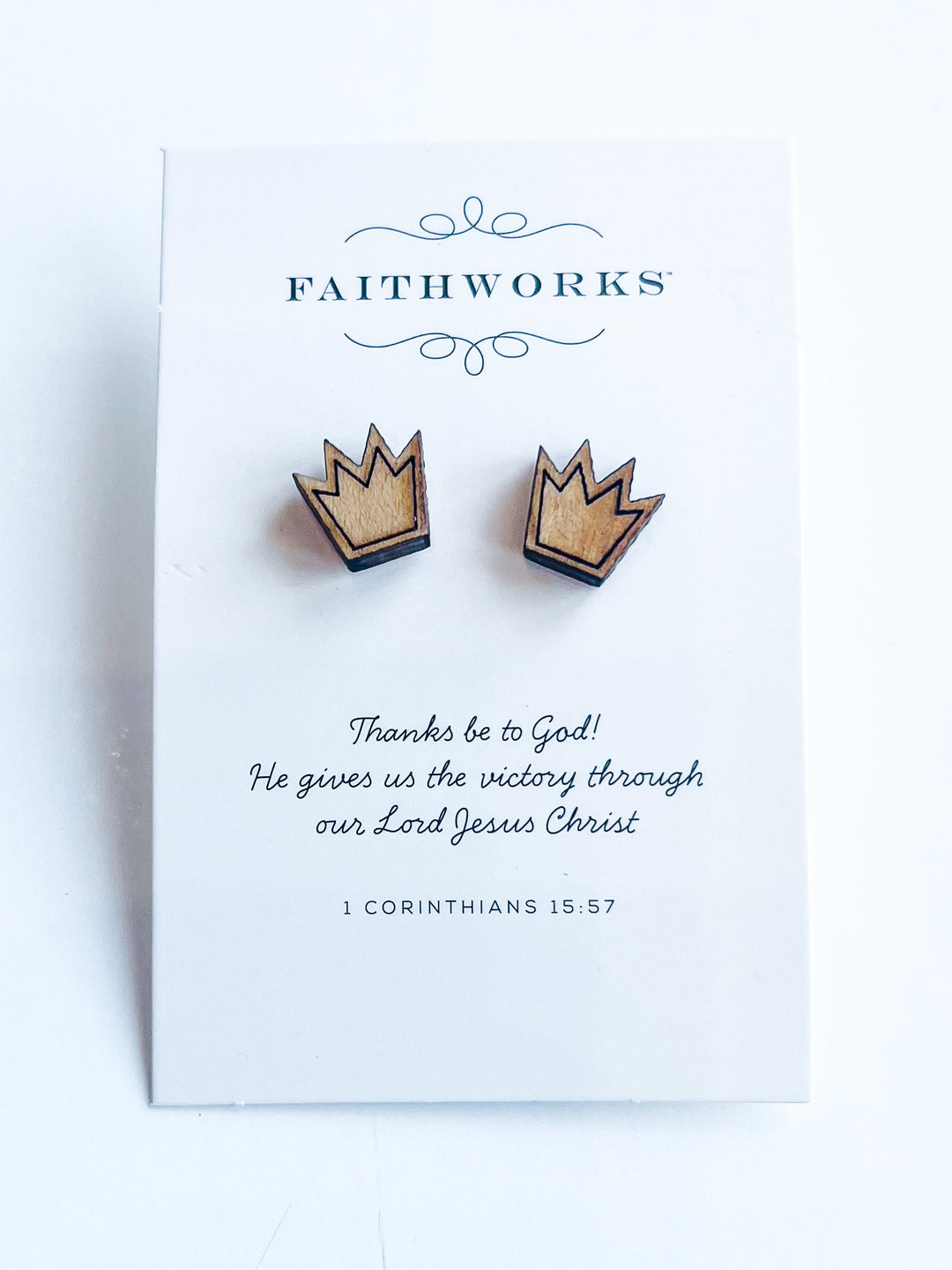 Wooden Stud Faith Earring