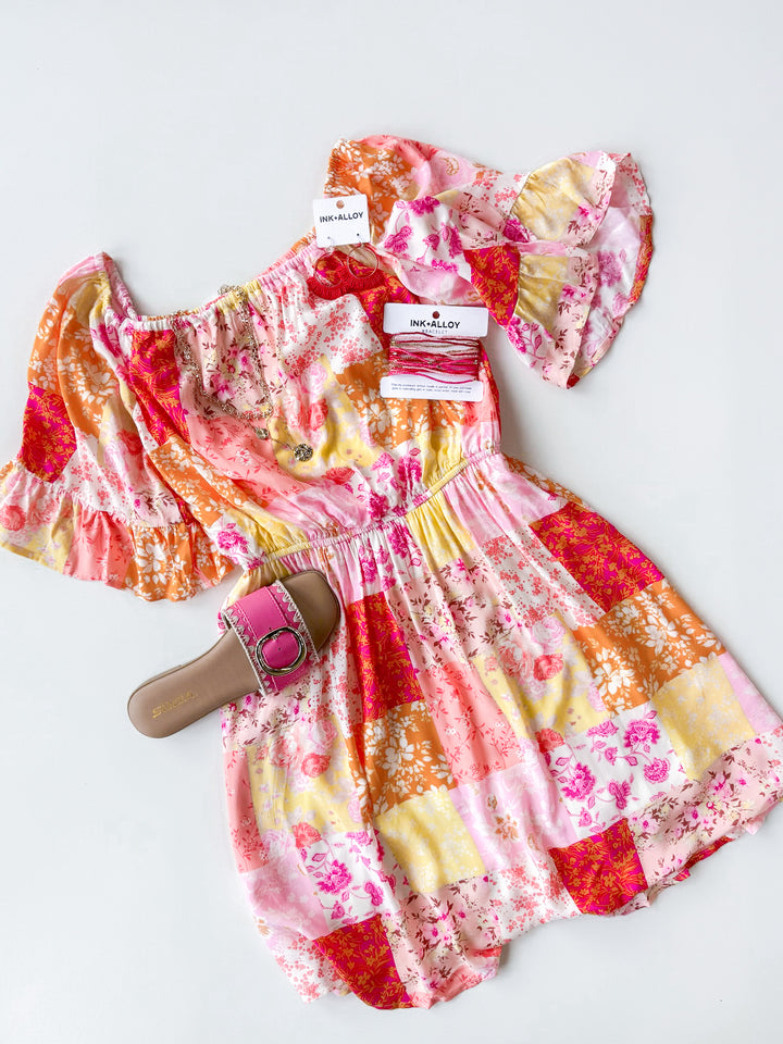 Patch Me Pretty Elastic Neck Dress