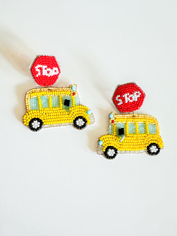School Bus Beaded Earring