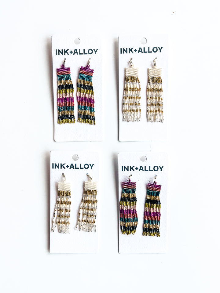 Billie Mixed Stripe Bead Fringe Earring