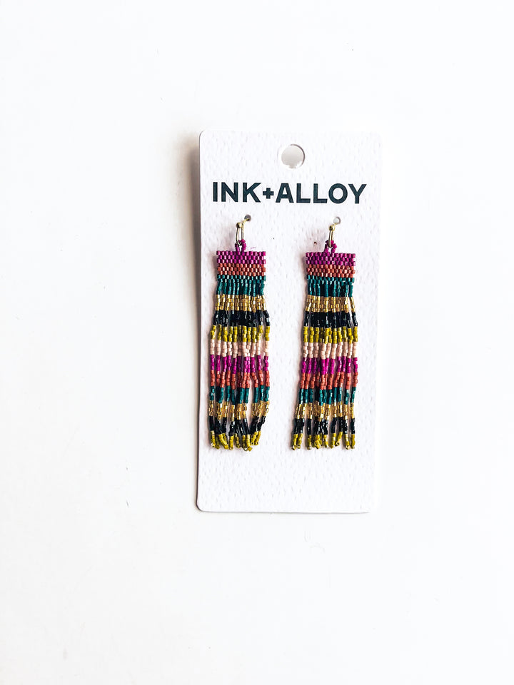 Billie Mixed Stripe Bead Fringe Earring