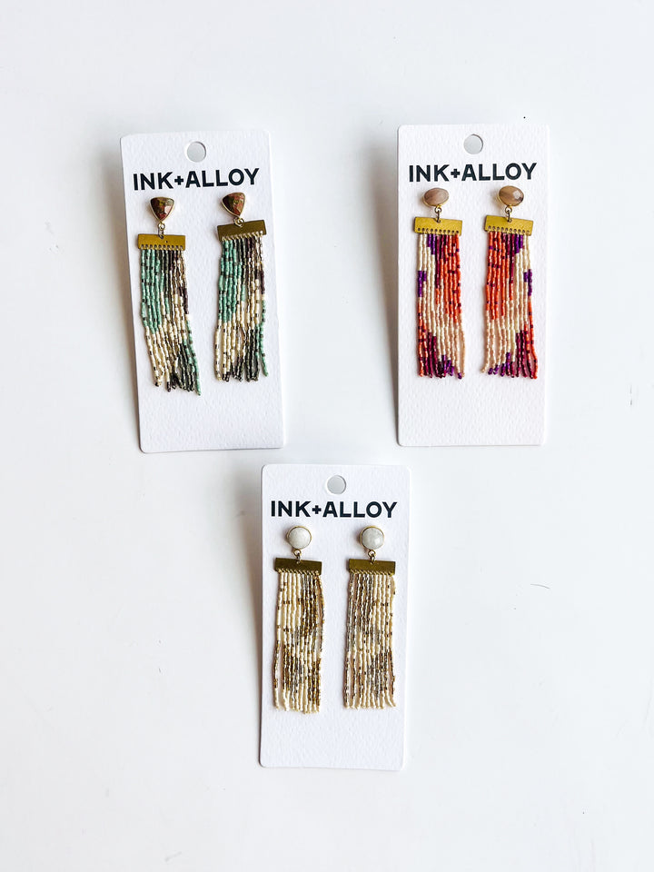 Lilah Stone with Fringe Bead Earrings