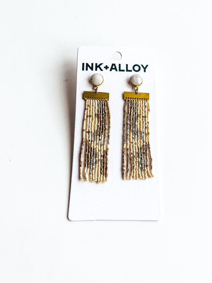 Lilah Stone with Fringe Bead Earrings