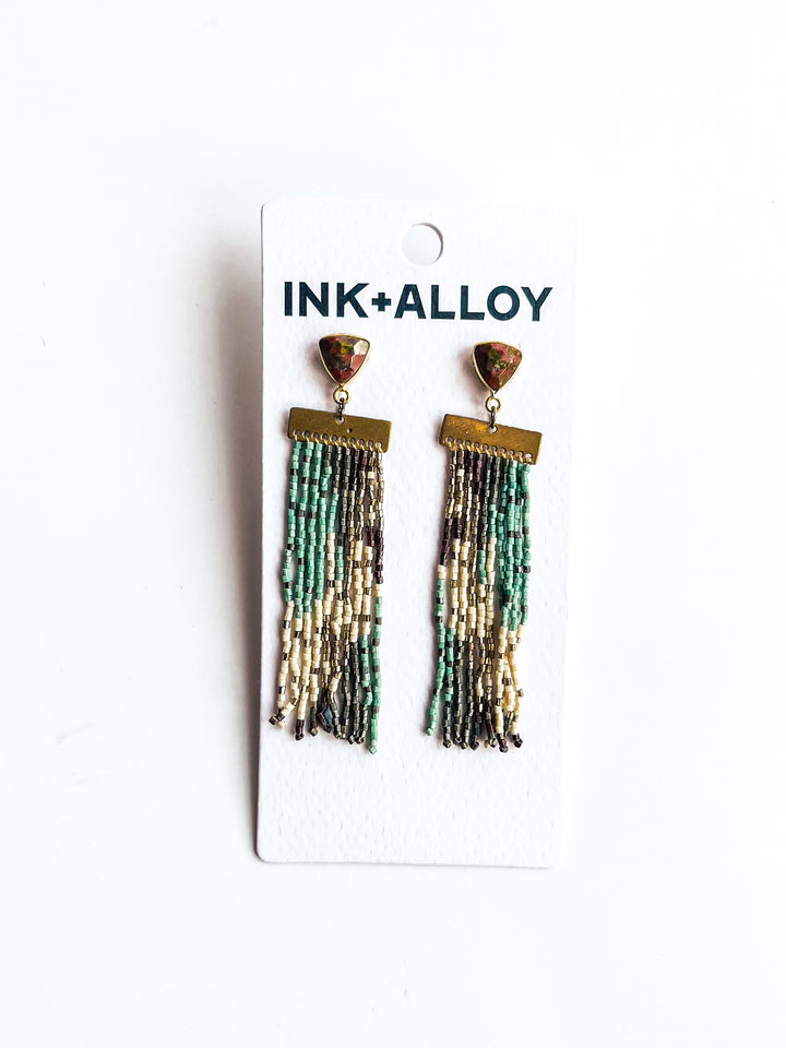 Lilah Stone with Fringe Bead Earrings