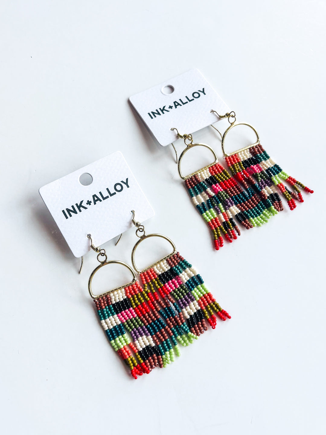 Allison Check Beaded Fringe Earring
