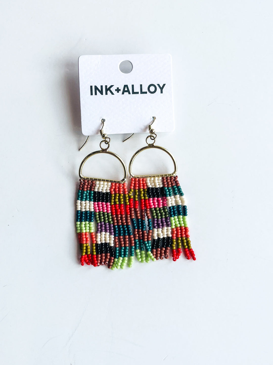 Allison Check Beaded Fringe Earring