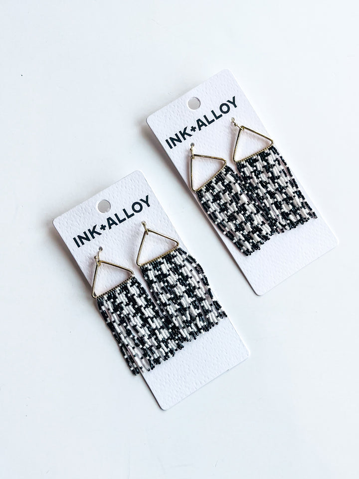 Patricia Houndstooth Fringe Earring